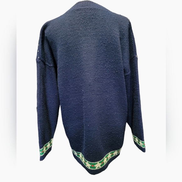 Vintage 1990s navy blue Nutcracker Christmas festive cardigan sweater - Picture 5 of 7